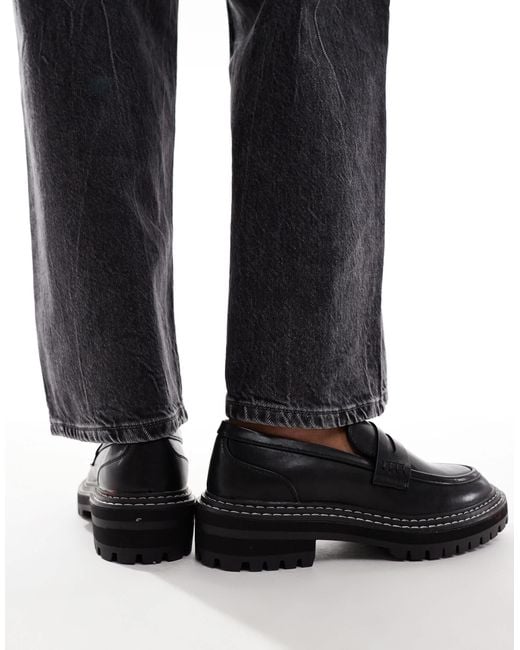 ONLY Black Loafer With Contrast Stitching