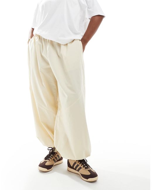 ASOS White Curve Laundered Poplin Pull On Trousers With Utility Panels