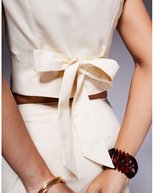 Princess Polly White Hikaru Tailored Scoop Neck Bow Back Detail Waistcoat And Mini Skirt Full Set