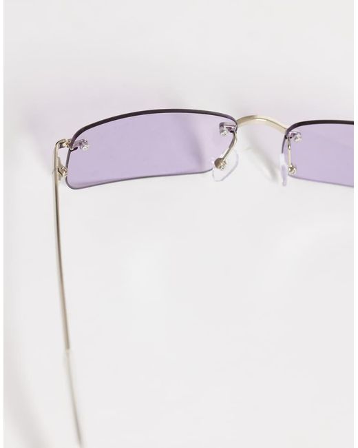 ASOS Metallic Rectangle Rimless Sunglasses for men