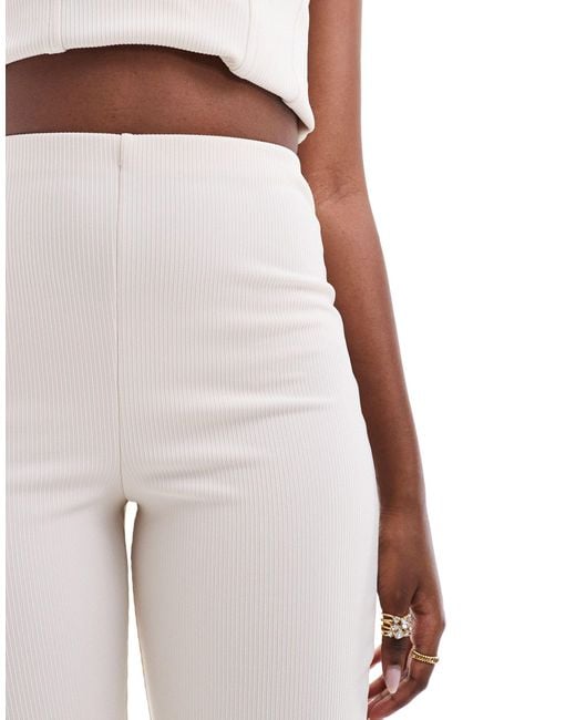 ASOS White Co-ord Ribbed Flare Trousers