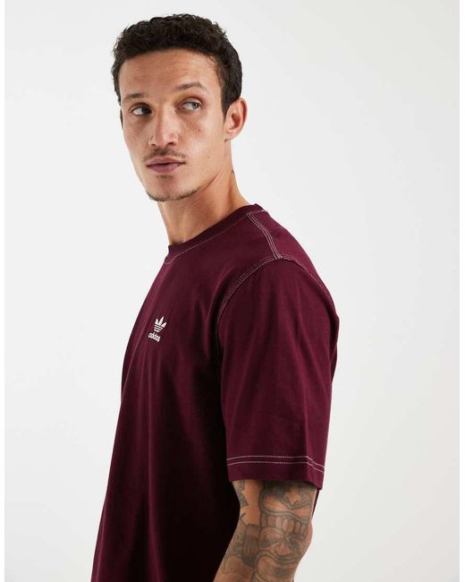 Adidas Originals Red Trefoil Essentials Contrast Stitch T-shirt for men