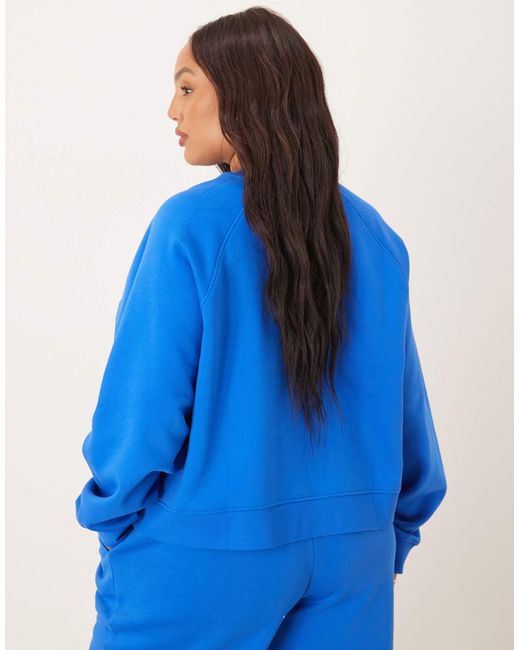 ASOS Blue Asos Design Curve Oversized Brushback Sweatshirt With Raglan Detail