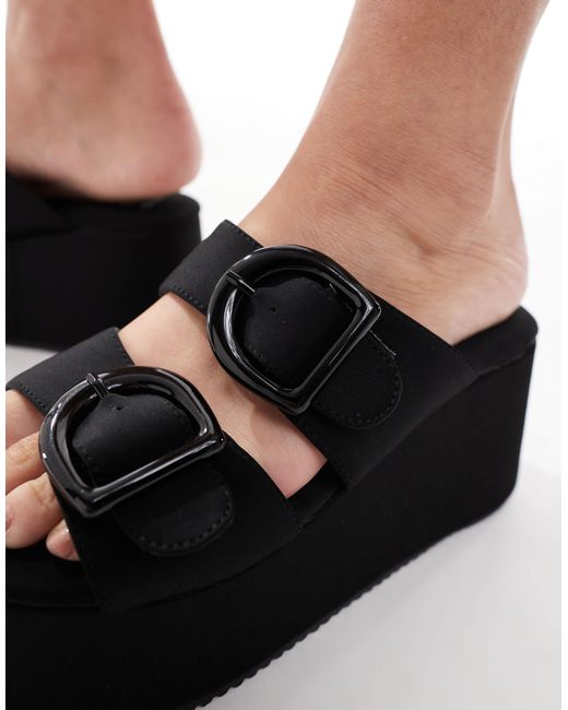 ASOS White Take Over Buckle Detail Flatform Mules
