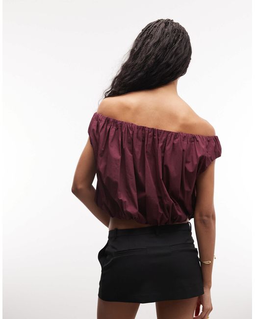 ASOS Red Off Shoulder Bubble Top