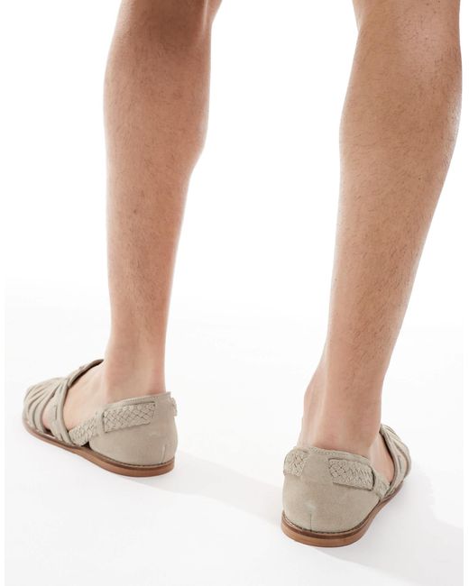 Sandales style pêcheur en daim - taupe ASOS pour homme en coloris White