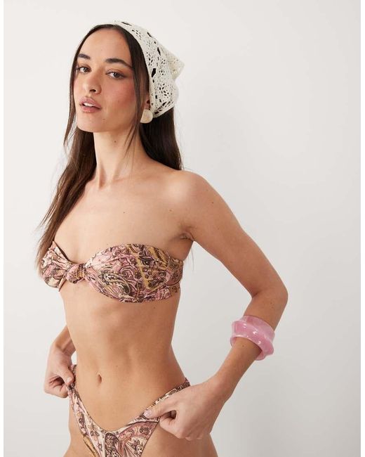 Miss Selfridge Natural Twist Bandeau Bikini Top