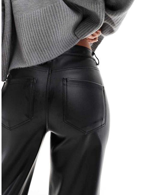 ONLY Black High Waist Faux Leather Straight Trousers