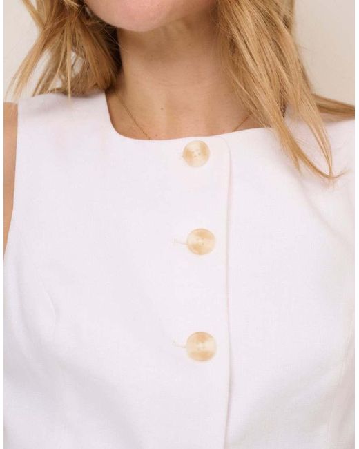 Nobody's Child Natural Linen-Blend Tailored Longline Waistcoat