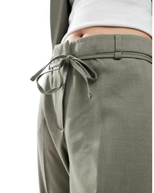 ONLY Green Straight Leg Tailored Trousers Co-Ord With String Detail