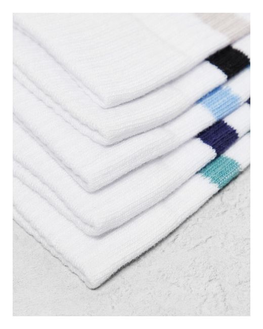 ASOS White 5 Pack Coloured Stripe Socks for men