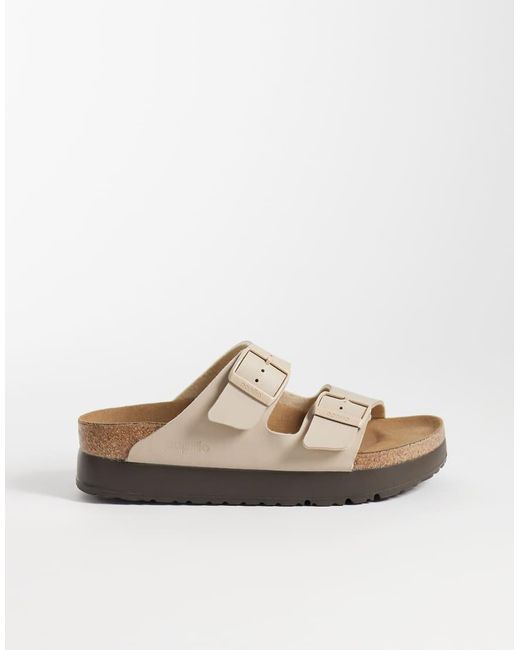 Birkenstock White Arizona Flex Platform Birko-flor Sandals