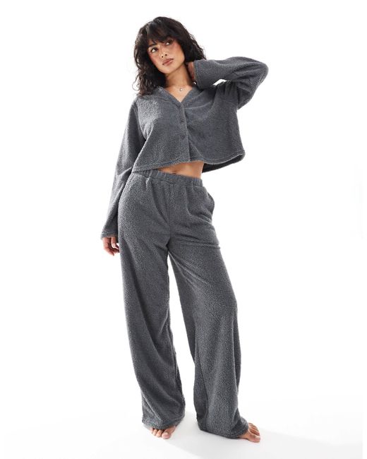 Loungeable Blue Soft Fuzzy Straight Leg Pants