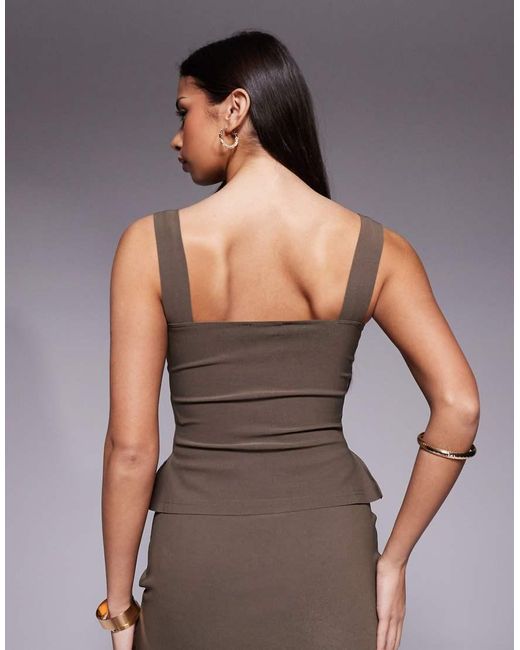 The Frolic Gray Exclusive Bengaline Square Neck Side Slit Detail Top
