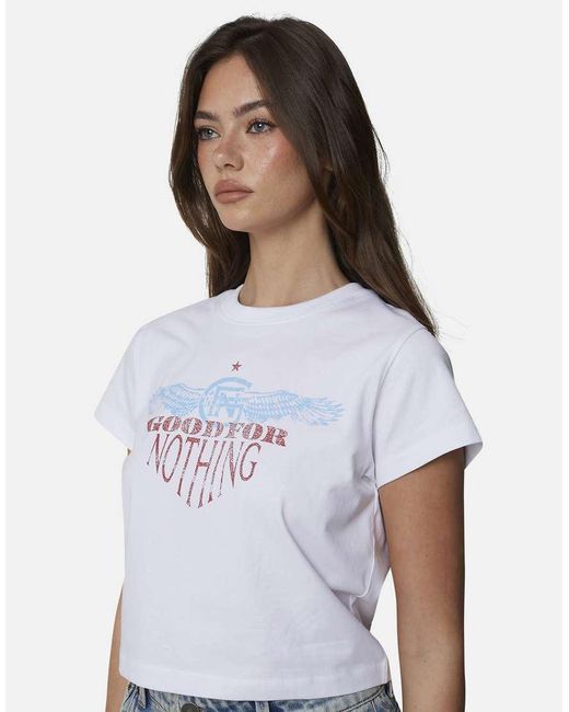 Good For Nothing White Graphic Baby Tee