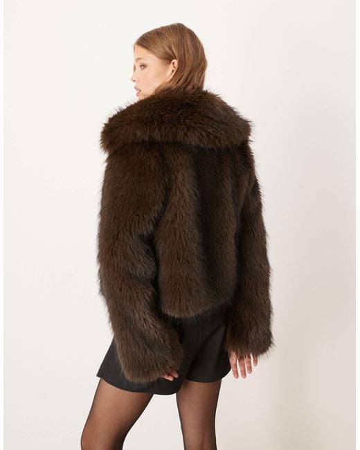 Threadbare Black Short Fur Jacket With Collar