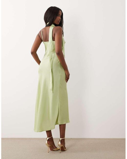 New Look Green Scarf Satin Cami Midi Dress