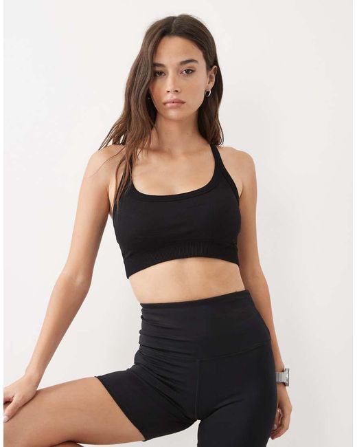 4505 Black Fuller Bust Sculpting Seamless Medium Support Convertible Strap Sports Bra