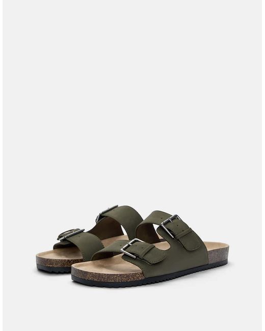 Sandali Bassi Kaki Con Fibbia di Pull&Bear in Multicolor da Uomo