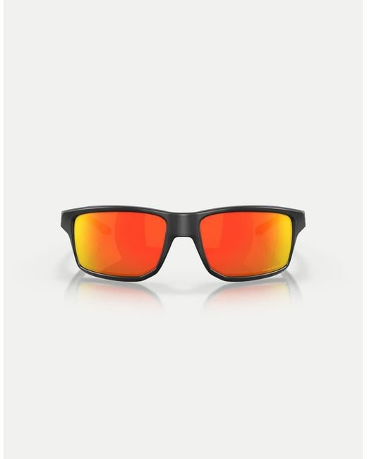 Oakley Black Gibston Rectangle Polarised Sunglasses With Mirrored Lens for men