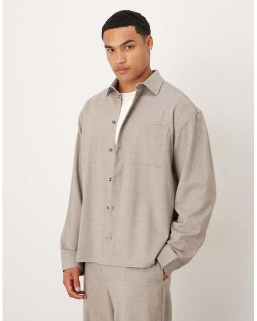 ASOS Natural Oversized Boxy Shirt for men