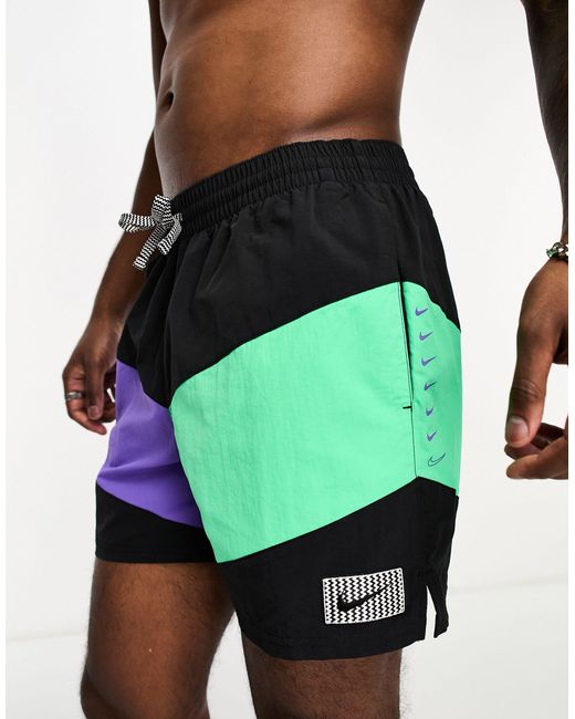 Nike Green Icon Volley 5 Inch Colourblock Swim Shorts for men