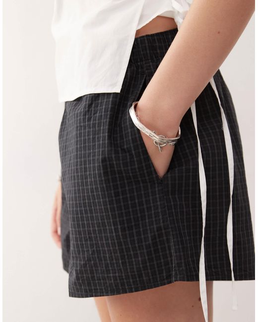 Weekday Natural Plaid Shorts