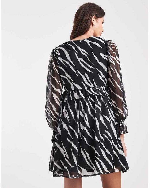 Wednesday's Girl White Wednesdays Girl Multi Print V Neck Ruffle Dress