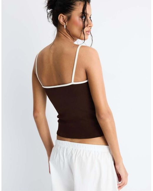 Stradivarius White B07 Ribbed Strap Top