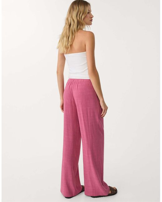 Stradivarius Pink – leinenmix-hose
