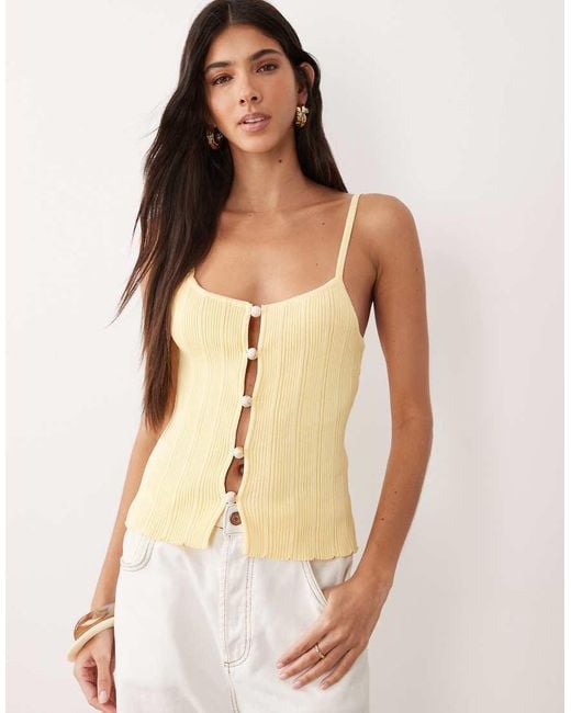SNDY'S Natural Rib Knit Beaded Front Cami Top