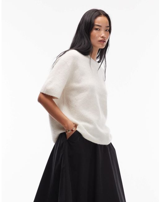 ARKET White Alpaca And Wool Blend Short Sleeve Sweater