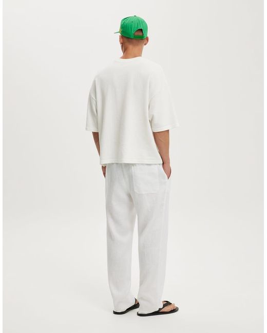 Cotton On White Baggy Linen Pant for men