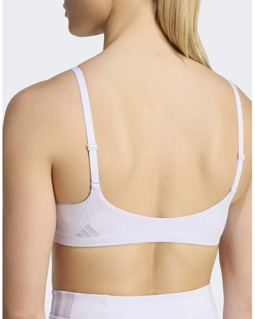 Adidas Originals White All Me Light Support Rib Bra