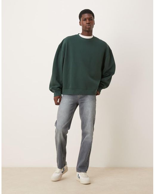 ASOS Green Essentials Boxy Relaxed Sweatshirt for men