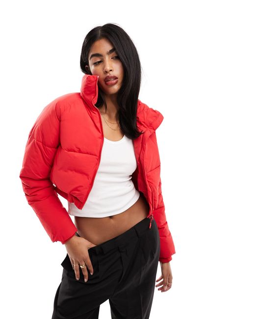 Cotton On Red Cropped Puffer Coat