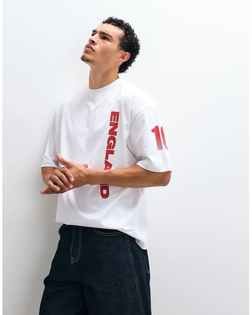 ASOS White Oversized T-shirt With England Graphic for men