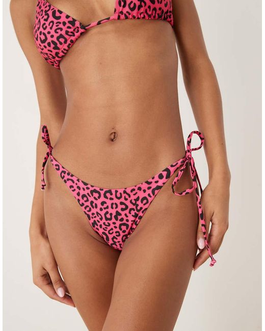 OOSC Red Leopard Tie Side Bikini Bottoms