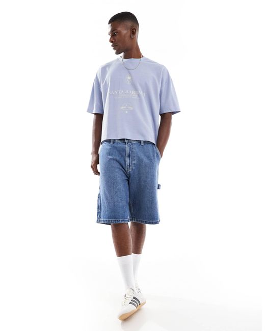 ASOS – kastiges oversize-t-shirt in Blue für Herren