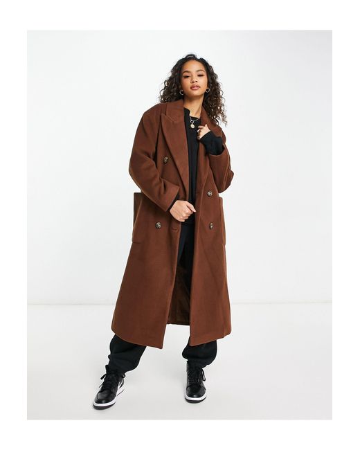 Pull&Bear Brown Oversized Tailored Coat