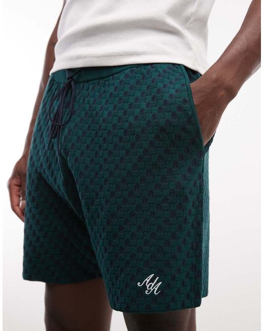 Alma de Ace Green Rezio Knit Shorts Co-Ord for men
