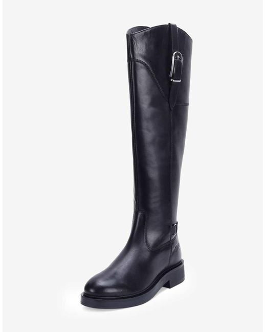 OFF THE HOOK Blue 'Carnaby' Gino Stylish Tall Knee High Leather Boots