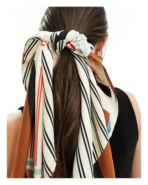 ASOS Black Spliced Stripe Large Headscarf