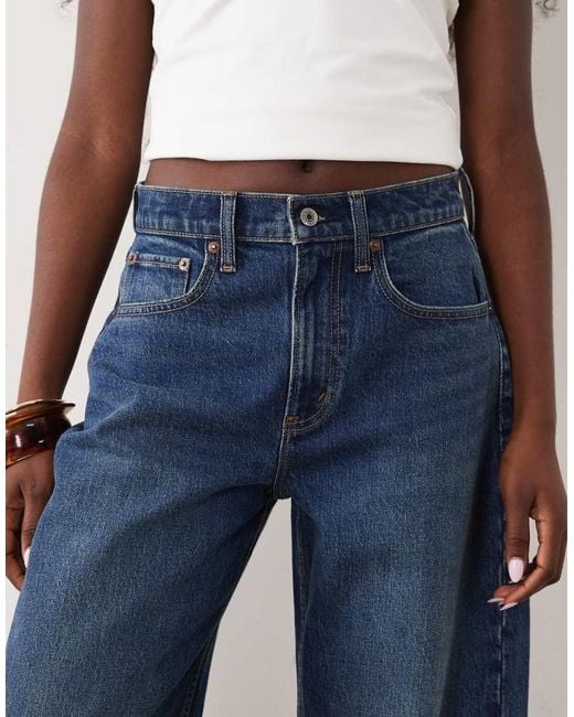 Abercrombie & Fitch Blue High Rise Barrel Fit Jeans