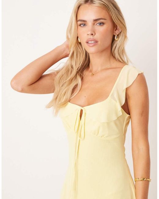 ASOS Natural Asos Design Petite Mesh Double Frill Mini Tea Dress