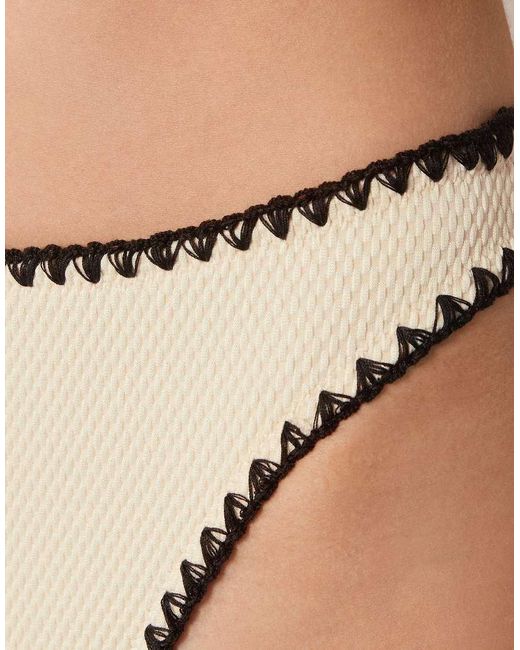 Calzedonia Natural High-Waist Brazilian Bicolor Embroidery