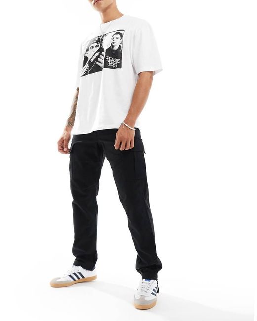 Jack & Jones Black Loose Fit Cargo Trouser for men