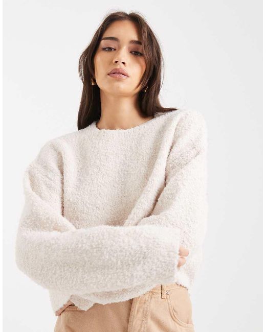 Miss Selfridge White Boucle Slouchy Sweater