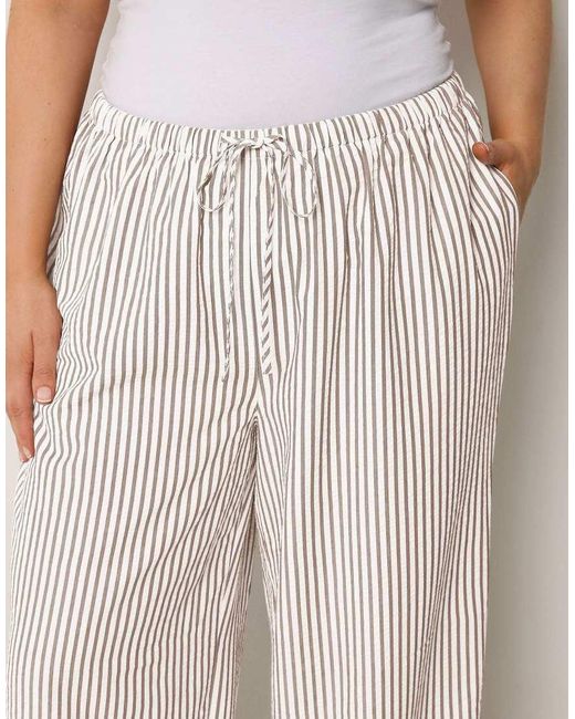 Yours Clothing Brown Stripe Wide Leg Trousers