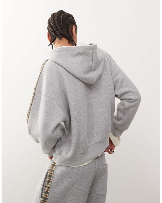 Reclaimed (vintage) Gray Unisex Check Side Stripe Hoodie